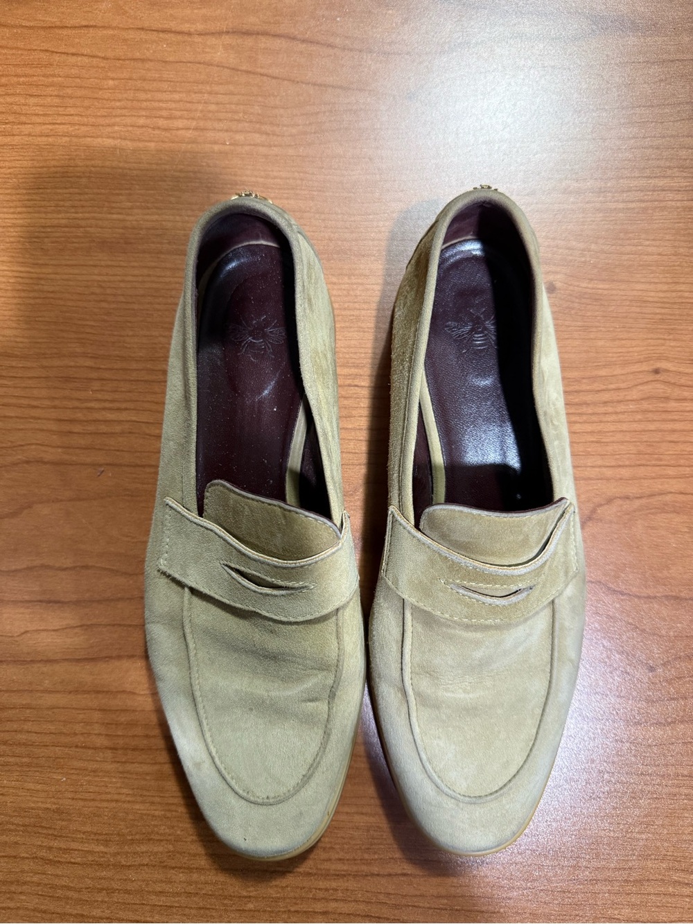 Women's Suede Penny Loafers in Light Tan